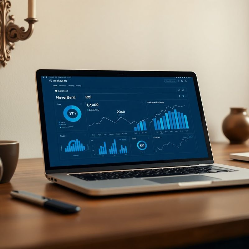 ROI dashboard na obrazovce laptopu